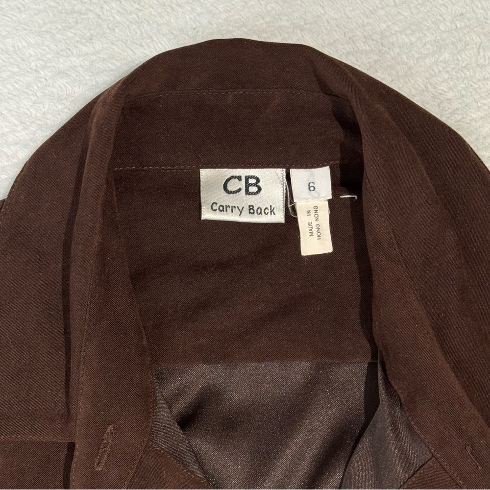 CB Carry Back Brown Faux Suede Button Down‎ Shirt | Size 6 - Picture 5 of 8